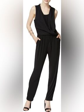 Bar III Black Elegant Jumpsuit Cowl Neck Classic Size Small Black Tie Formal